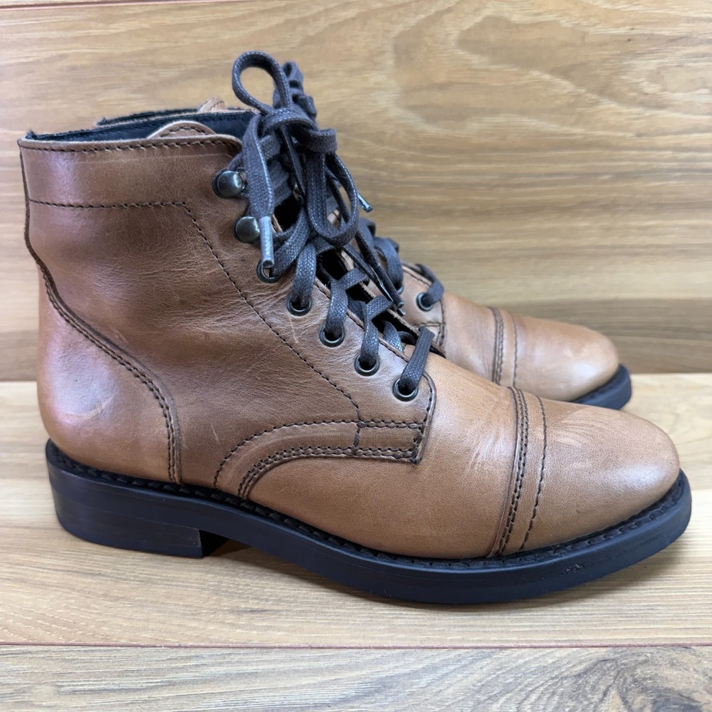 Thursday Boots Captain Natural Womens 6 Cap Toe Heritage Moto Welted Americana